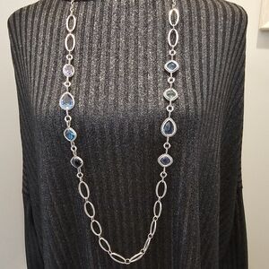 Elegant Silver Necklace with Multicolor Gemstones
